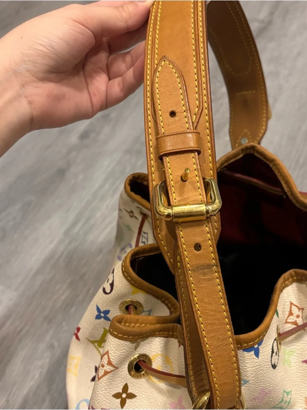 Louis Vuitton x Takashi Murakami White Multicolore Canvas Petit Noé - Picture 8 of 16